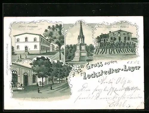 Lithographie Lockstedter-Lager, Offiziers Baracken, Offiziers Casino