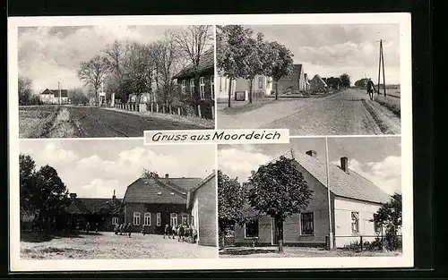 AK Moordeich, Lebensmittel-Handlung, Strassenpartien aus dem Ort