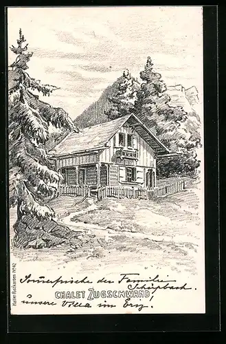 Künstler-AK Zugschwand, Blick auf Chalet Zugschwand
