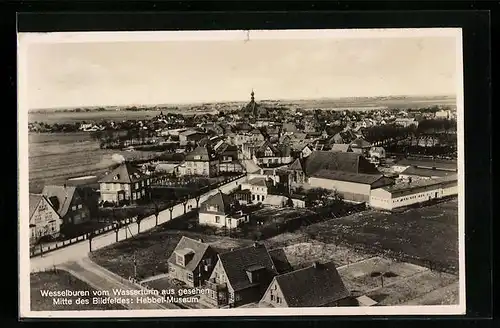 AK Wesselburen, Ortsansicht vom Wasserturm, mit Hebbel-Museum