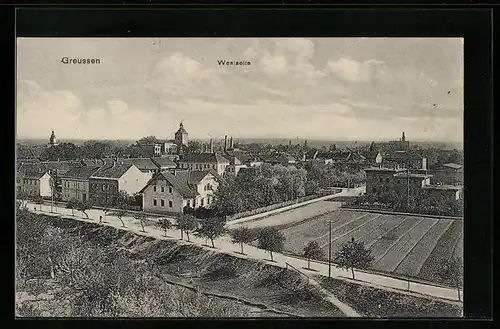 AK Greussen, Ortsansicht aus der Vogelschau, Westseite