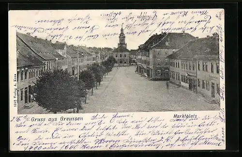 AK Greussen, Marktplatz mit Kirche
