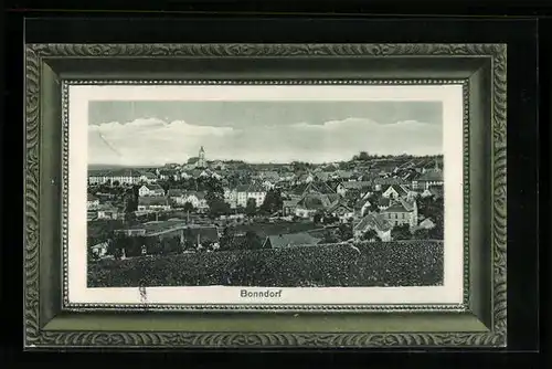 Passepartout-AK Bonndorf, Teilansicht aus der Vogelschau