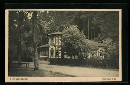 AK Finsterbergen, Gasthof Steigermühle mit Strassenpartie