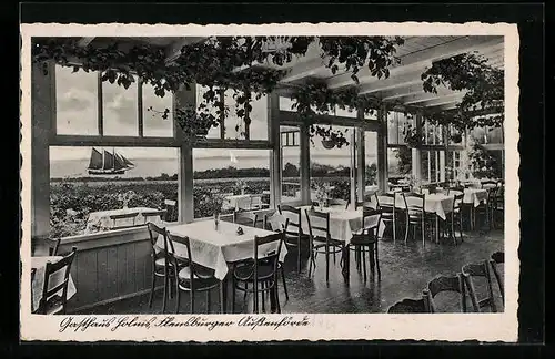 AK Glücksburg, Gasthaus und Pension Holnis, Blick auf die Förde