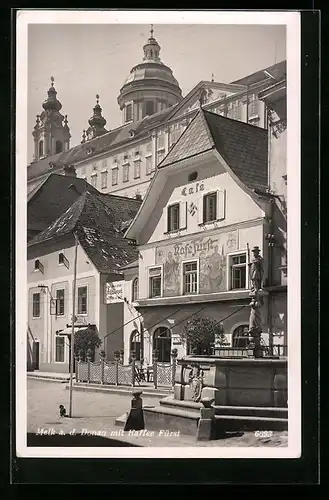 AK Melk a. d. Donau, Cafe Fürst im Sonnenschein