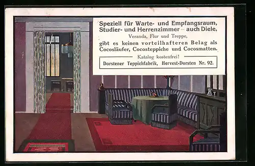 AK Hervest-Dorsten, Dorstener Teppichfabrik, Nr. 92, Reklame