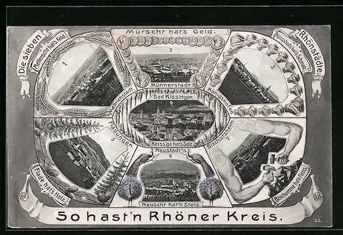 AK Bad Kissingen, Ansicht Rhönstädte, Königshofen, Mellrichstadt