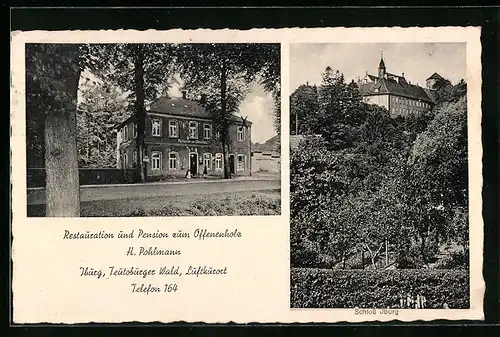 AK Iburg /Teutoburger Wald, Restauration und Pension zum Offenenholz, Schloss Iburg