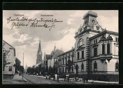 AK Hattingen, Blick auf Bahnhofstrasse