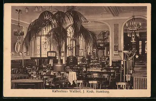 AK Hamburg, Kaffeehaus Wallhof, Innenansicht