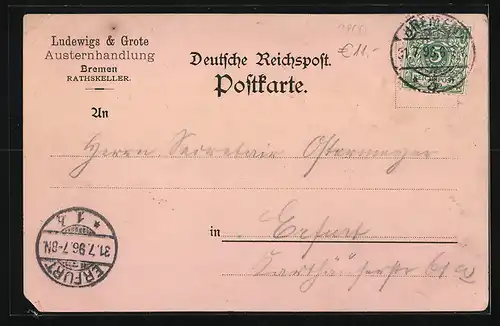 Lithographie Bremen, Gasthaus Ratskeller, Innenansichten, Rathaus