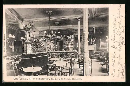 AK Hamburg-St. Georg, Cafe Central, Steindamm, Innenansicht