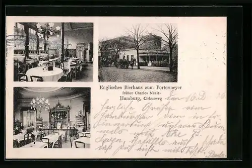 AK Hamburg-St.Georg, Gasthof Englisches Bierhaus zum Portermeyer, Strassenansicht, Innenansicht