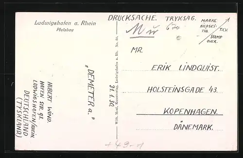 AK Ludwigshafen /Rh., Pfalzbau mit Kino Ufapalast, mit Strasse und Strassenbahn