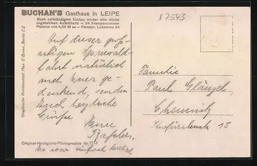AK Leipe, Buchans Gasthaus im Spreewald, Gartenansicht