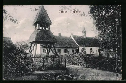 AK Damp, Damper Kapelle mit Garten und Turm