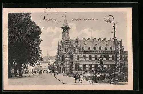 AK Rendsburg, Jungfernstieg mit Post