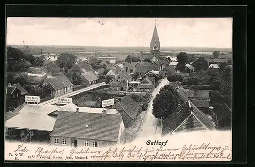 AK Gettorf, Totalansicht mit Kirchturm