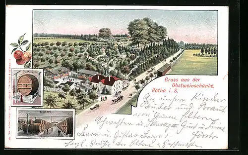 Lithographie Rötha i. S., Restaurant Obstweinschänke