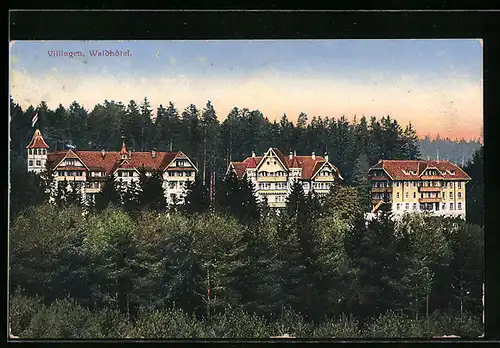 AK Villingen, Waldhotel mit Nachbarhäusern