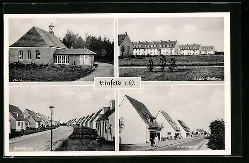 AK Einfeld i. H., Böckler-Siedlung, Weidestrasse, Bahnhofstrasse