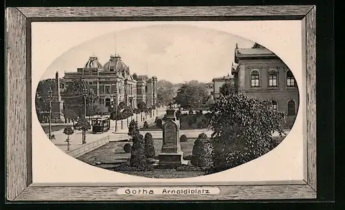 Passepartout-AK Gotha, Arnoldiplatz mit Denkmal