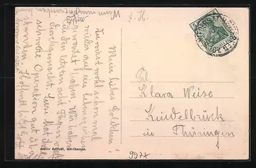 AK Nordhausen a. H., Gasthaus Schnabelsburg am Kohnstein mit Landstrasse
