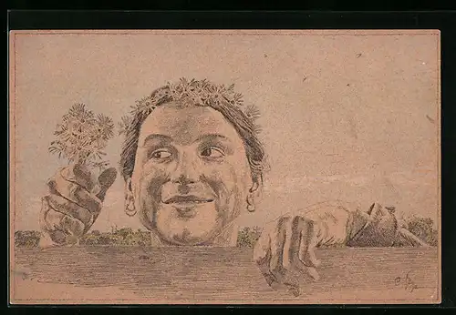 AK Leipzig, Blumentag Margareten-Volksfest 1912, Junge Frau mit Blumenkranz