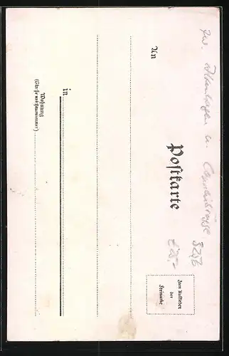 Lithographie Nesselberg, Ansicht mit Hirschen