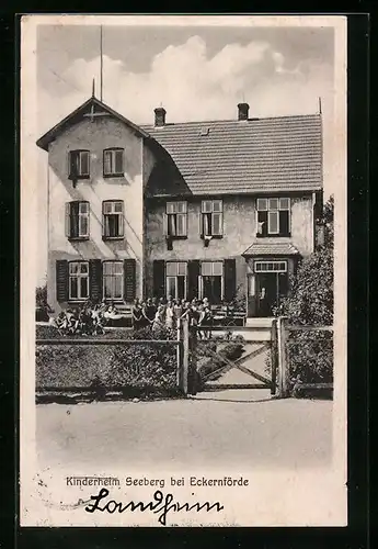 AK Eckernförde, Kinderheim Seeberg mit Garten