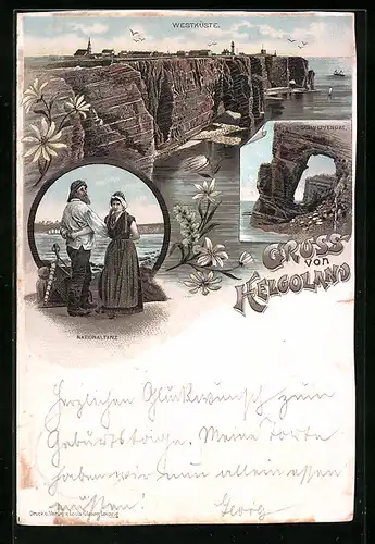 Lithographie Helgoland, Westküste und Nationaltanz