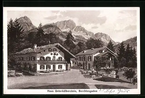 Künstler-AK sign. Hans Pernat: Berchtesgaden, Gasthaus Unterkälberstein