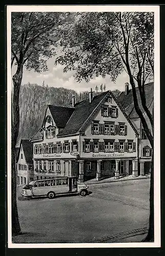 AK Freudenstadt, Gasthof zur Traube von H. Günther, Reisebus