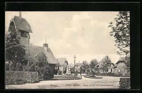AK Essen, Kolonie Altenhof, Evang. Kirche mit Krupp-Denkmal