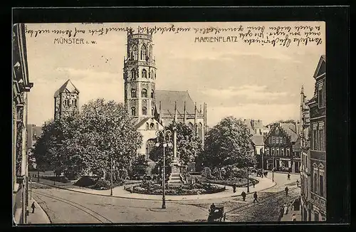 AK Münster i. W., Blick auf Marienplatz
