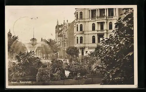 AK Wesel, Kaiserplatz mit Brunnen