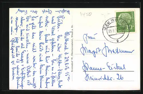 AK Wesel a. Rh., Brücke mit Fluss, Strassenpartie