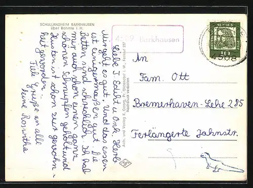 AK Barkhausen über Bohmte i. H., Ortsansicht, Schullandheim
