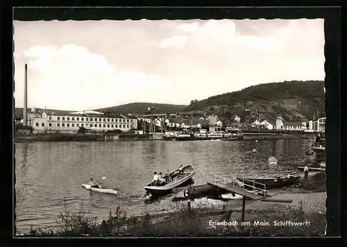 AK Erlenbach am Main, Schiffswerft mit Booten