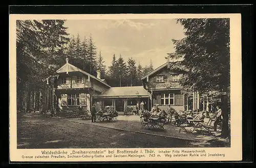 AK Brotterode i. Thür., Gasthaus Waldschänke Dreiherrnstein von Fritz Messerschmidt