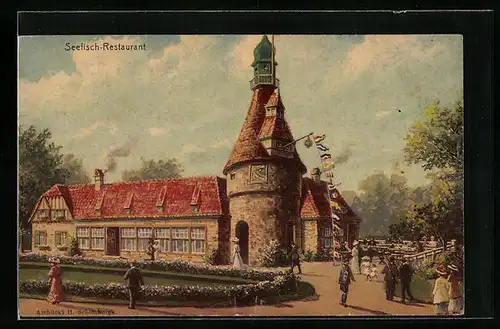 AK Hamburg, 16. Deutsches Bundesschiessen 1909, Blick zum Seefisch-Restaurant