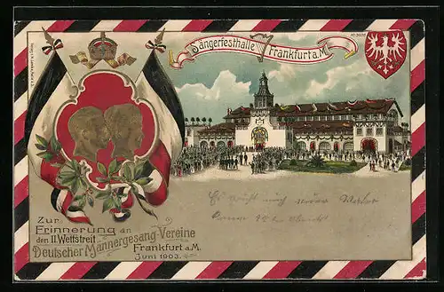 Lithographie Frankfurt a. M., II. Wettstreit Deutscher Männergesang-Vereine 1903, Sängerfesthalle