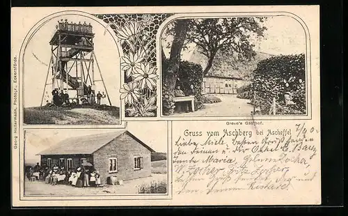 AK Ascheffel, Aschberg, Greves Gasthof, Aussichtsturm