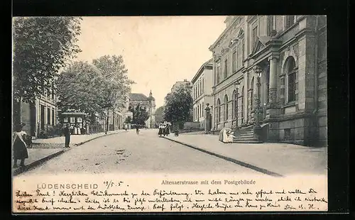 AK Lüdenscheid, Altenaerstrasse mit dem Postgebäude