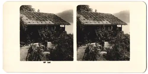 Stereo-Fotografie unbekannter Fotograf, Ansicht Rütli, Berghütte