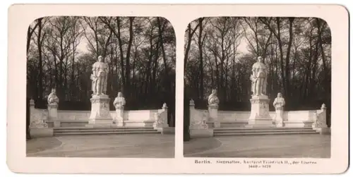 Stereo-Fotografie NPG, Berlin-Steglitz, Ansicht Berlin, Siegesallee, Statue Kurfürst Friedrich II. der Eiserne 1440-1470