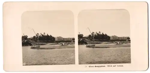 Stereo-Fotografie NPG, Berlin-Steglitz, Ansicht Assuan / Ägypten, Boote auf dem Nil