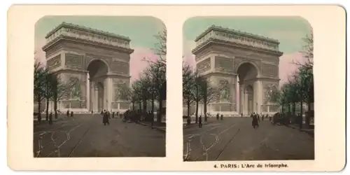 Stereo-Fotografie unbekannter Fotograf, Ansicht Paris, L'Arc de Triomphe, Triumphbogen