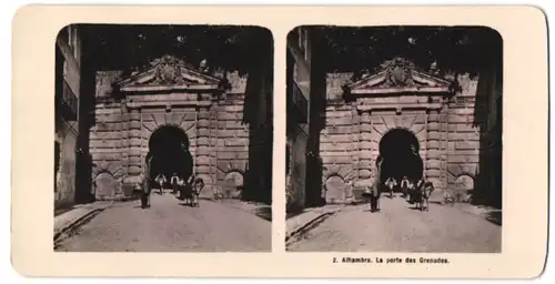 Stereo-Fotografie Peter B. Wearing, Leamington Spa / Warwickshire, Ansicht Granada, Alhambra, La Porte des Grenades